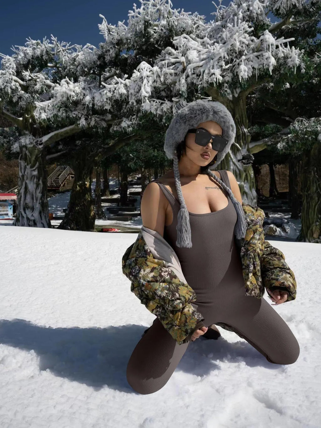 Women's spandex suspender tank top tights in long sleeve style with waist type fit and button details in various colours