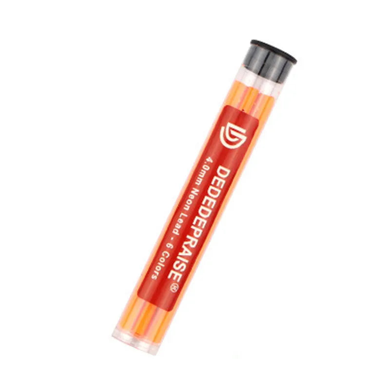 4.0mm mechanical drawing pencil with colour leads in yellow, orange, blue, green, and rose red shades