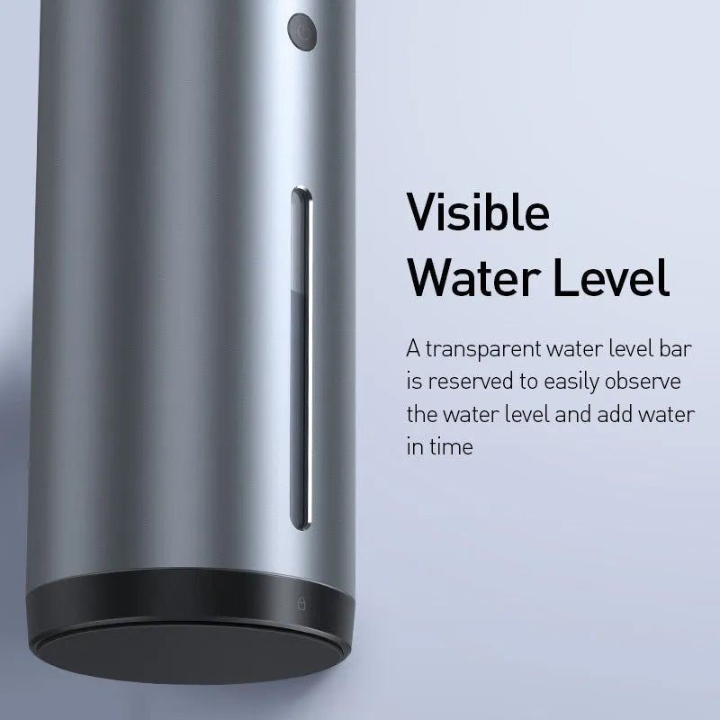 Dark grey aluminum alloy car diffuser humidifier with USB connection for air purification and aromatherapy in vehicles