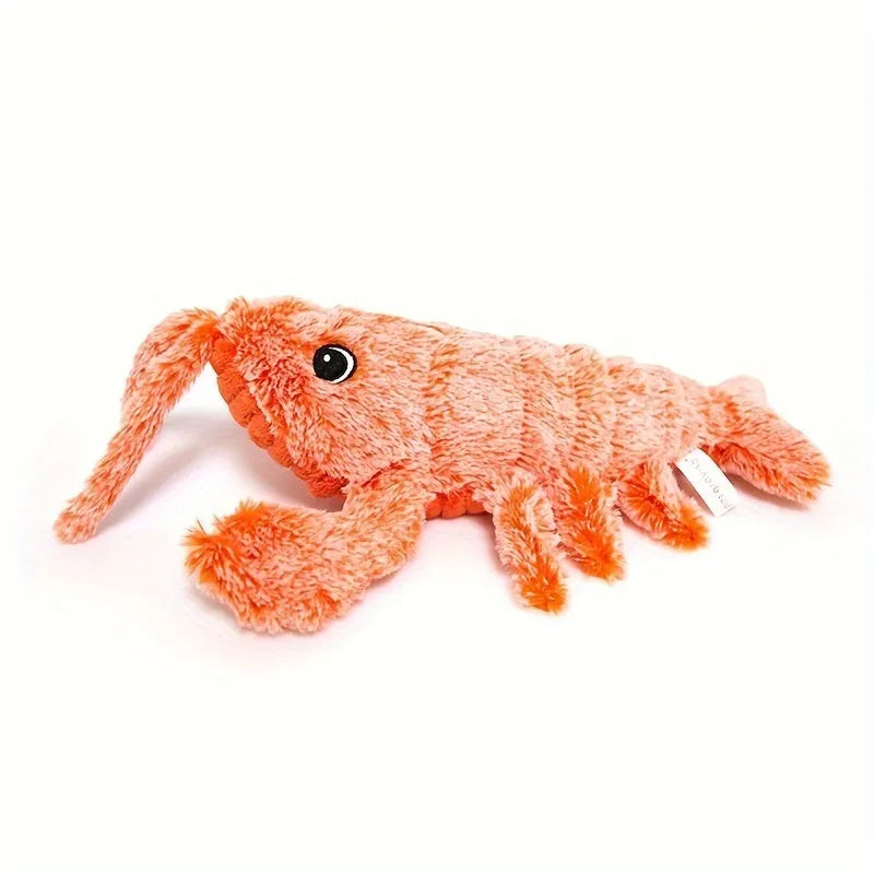 USB rechargeable plush lobster cat toy with motion sensor and catnip pocket on floor