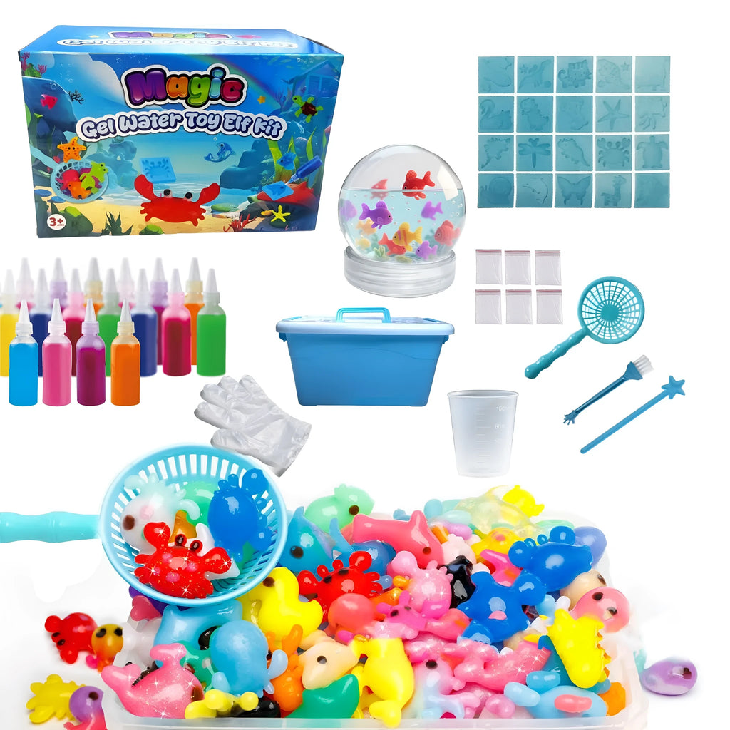 Crystal pet magic set with 20 bottles in a cartoon suitcase, plastic educational toy for ages 7 to 14