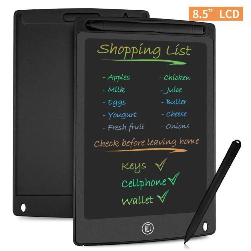 8.5 inch LCD writing board with stylus pen on a blue board