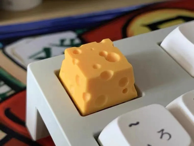 Yellow resin cheese sculpted key cap for mechanical keyboard customisation