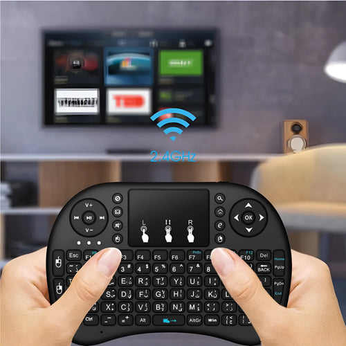 2.4G wireless mini keyboard with touchpad in black, 14.6 x 97.5 x 19 mm