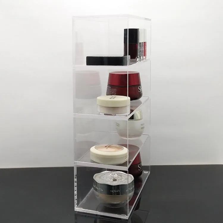 Clear acrylic storage box 24x10x34cm cosmetics organiser plexiglass display stand on vanity