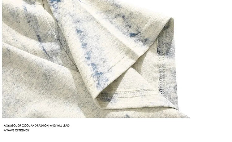 Grey tie dye printed T-shirt with full body pattern and loose fit