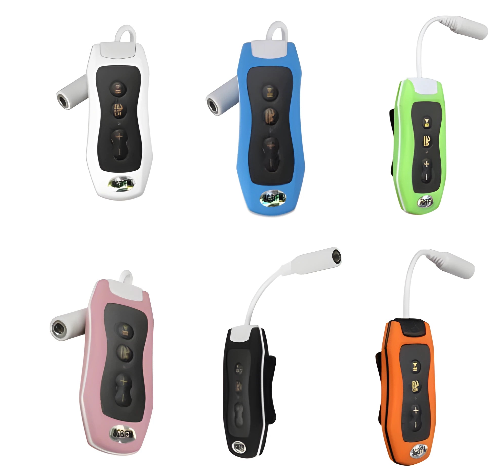 Compact waterproof MP3 player without screen for sports with colour options