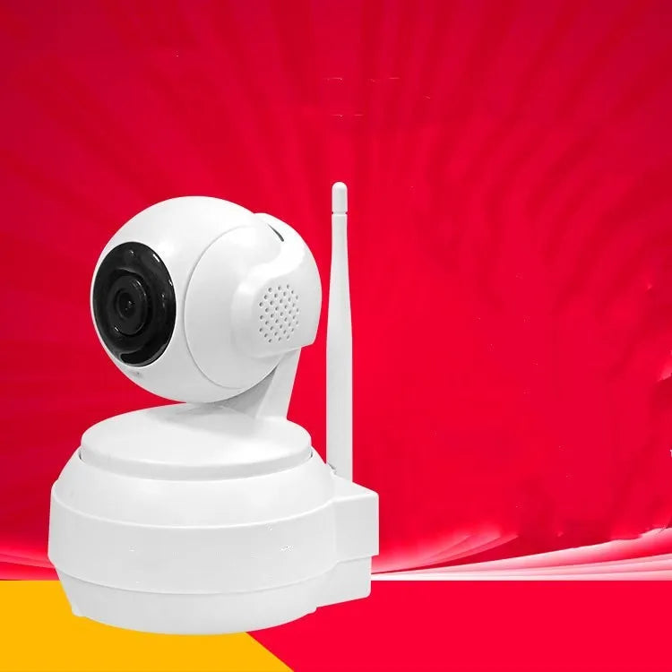 White ABS wireless smart dome camera with PTZ shaking head and 2MP lens for indoor monitoring