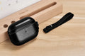 Brown leather and plastic flip protective sleeve for AirPods Pro with ring buckle