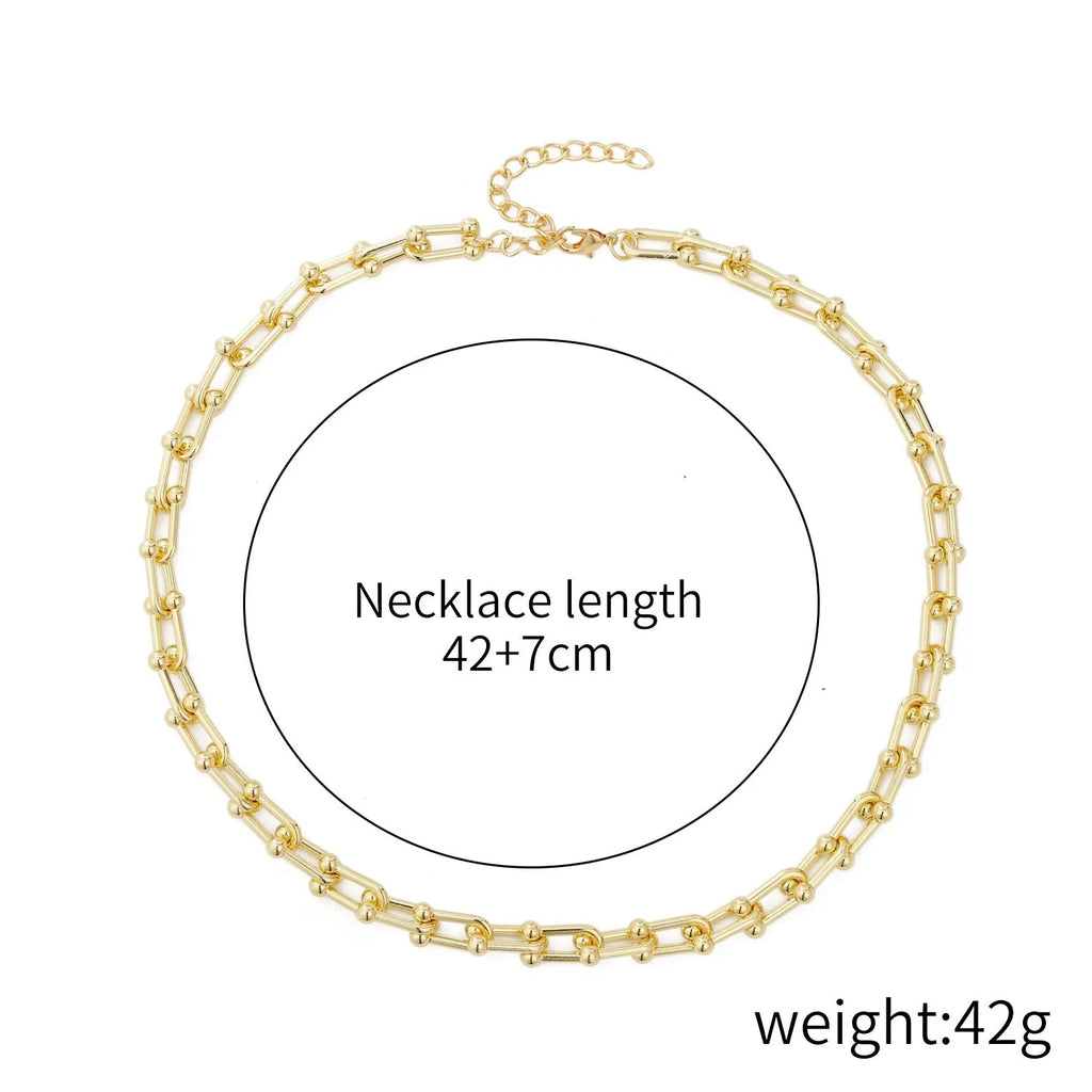 Alloy geometric twist chain necklace for women, electroplated finish, adjustable 51-80cm, ten colour options, individually packaged