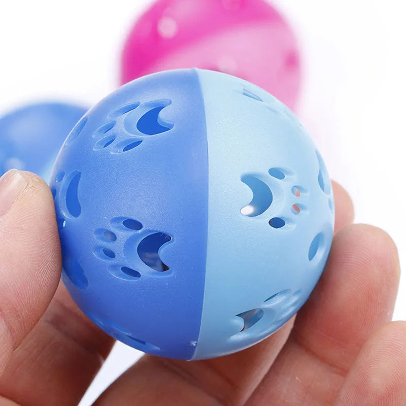 Hollow plastic cat toy ball, 5cm diameter, sounding toy in pink or blue, 20g Pethome pet ball
