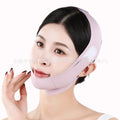 Purple and green V face shaping mask made from light breathable fabric for daily support.