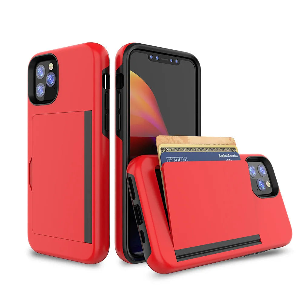 Black TPU and PC back cover case for Apple iPhone 11 Pro mobile phone.