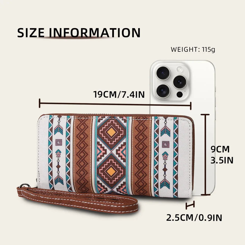 Bohemian striped canvas RFID wallet with anti-theft card protection in multiple colour options