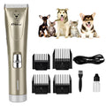 Professional pet clipper with titanium ceramic blade and 4 positioning combs in photo colour
