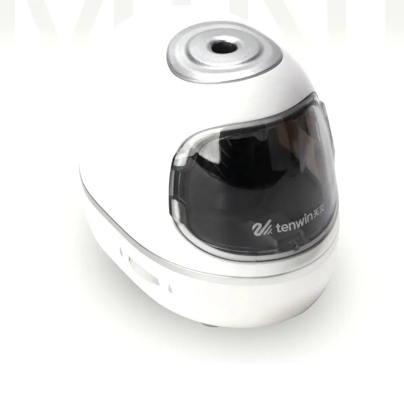 Creative electric pencil sharpener three-speed geometric plastic body black colour on desk