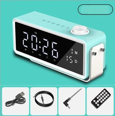 K5 smart alarm clock speaker with dual speakers and bass diaphragm in black