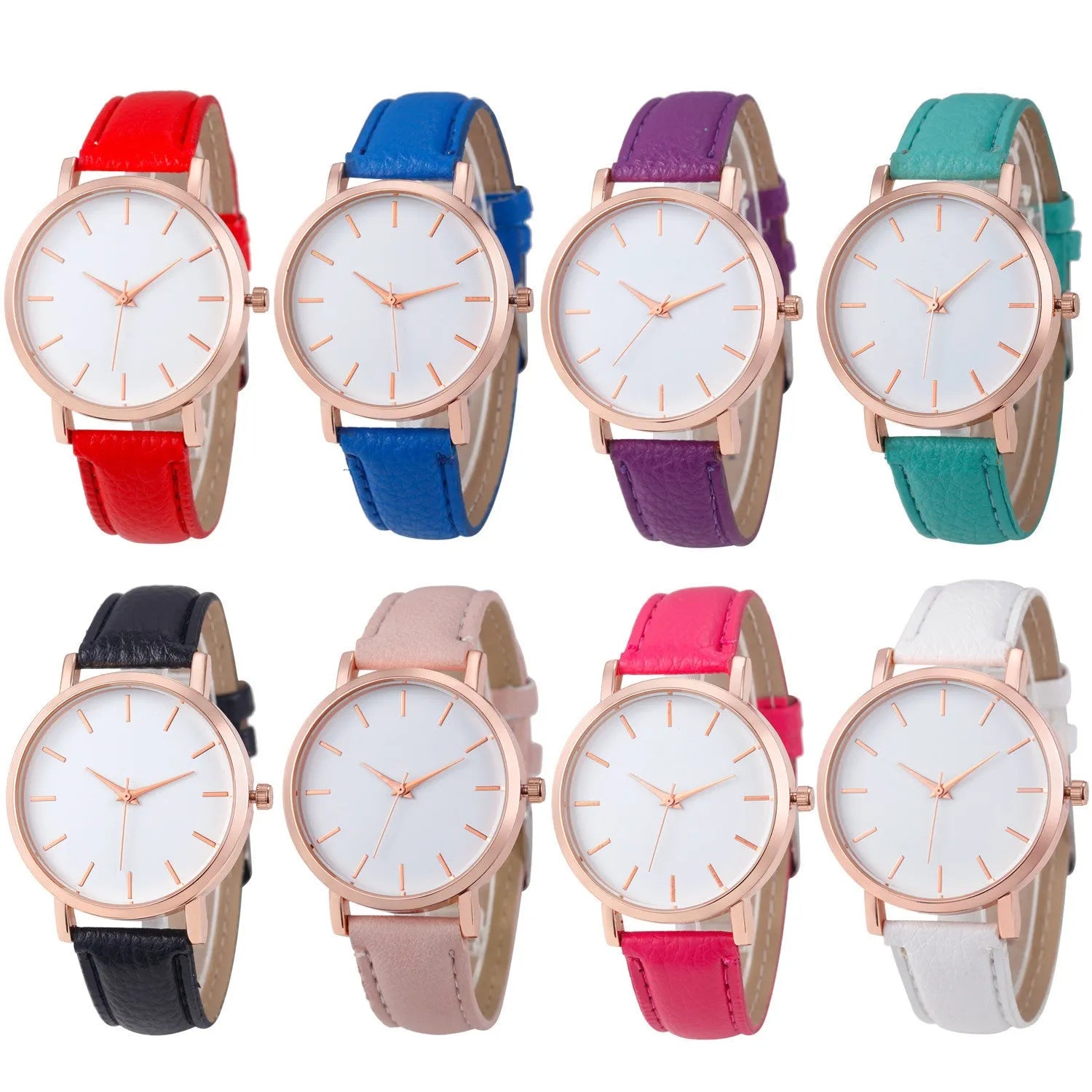35.5mm square quartz watch with alloy case and PU leather strap in various colour options