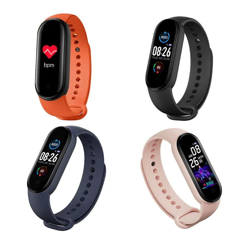 Smart magnetic waterproof fitness tracker with 0.96 inch colour touch screen in black with silicone wristband