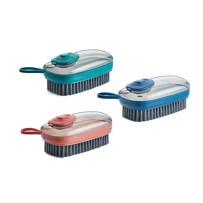 Blue automatic liquid cleaning brush with ergonomic grip for shoes and household laundry