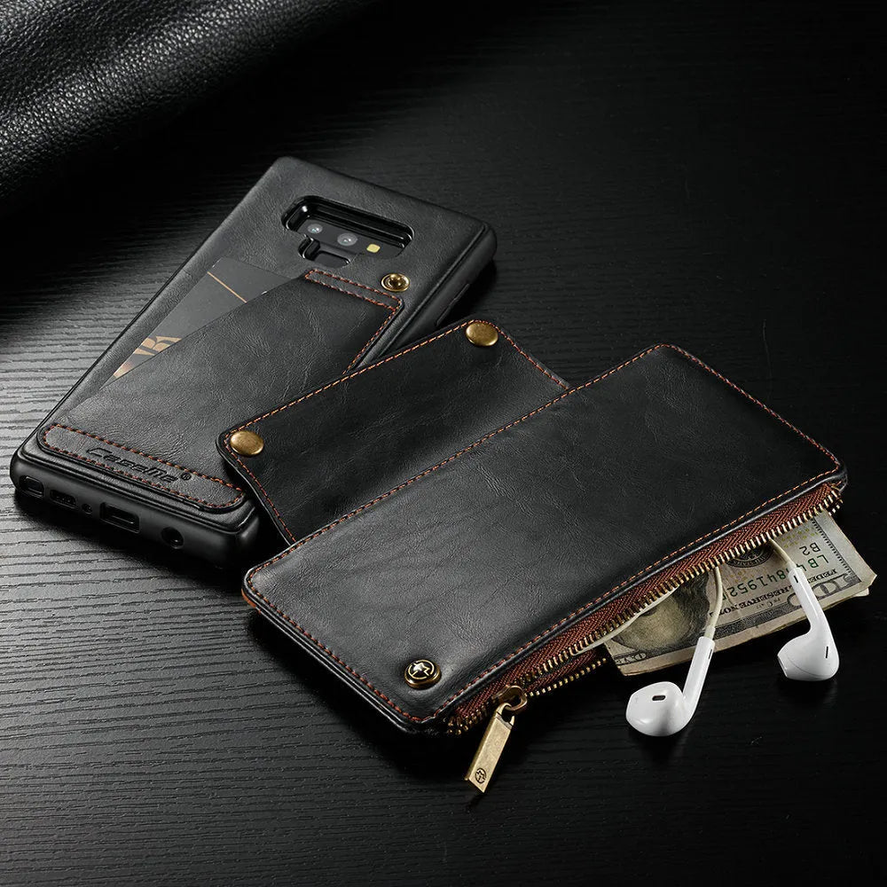 Leather flip phone case for Samsung Galaxy Note 9 with card slots and magnetic closure