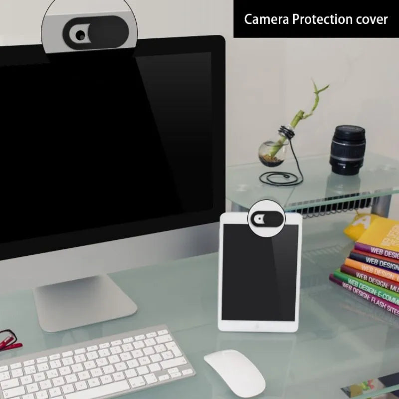Black plastic camera privacy cover slide for laptop webcam anti hacker protection 18.5mm length