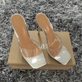 Women's black and silver high heel fashion boots with PVC soles in European sizes 34-43