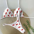 Women's blue printed bikini set with briefs, designed for swimming sports.