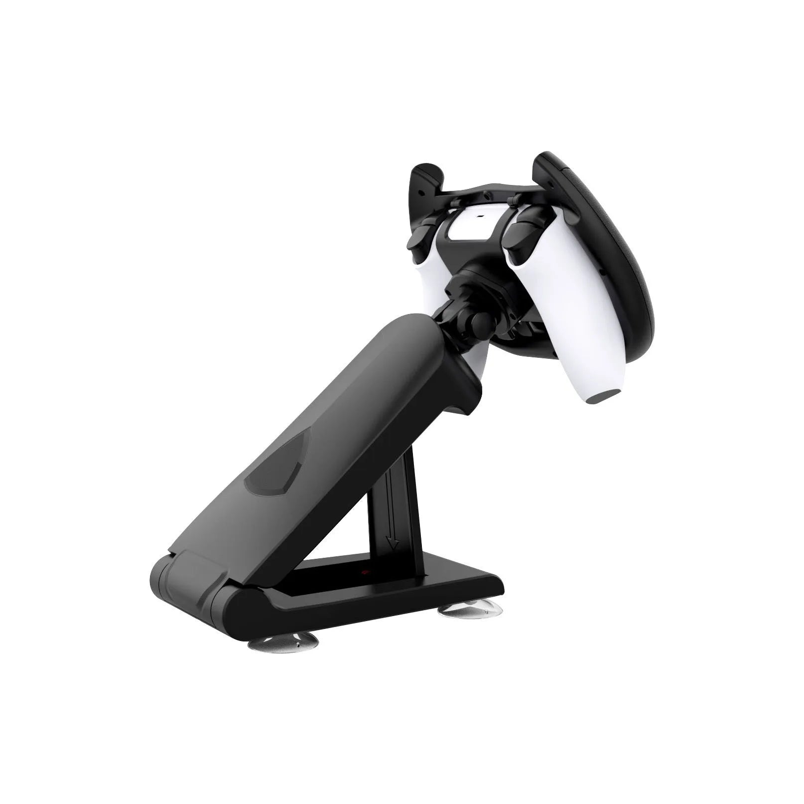 Black ABS plastic steering wheel bracket with suction cup for attaching to smartphone screens