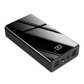 Large 40000mAh red power bank with LCD screen showing battery percentage.