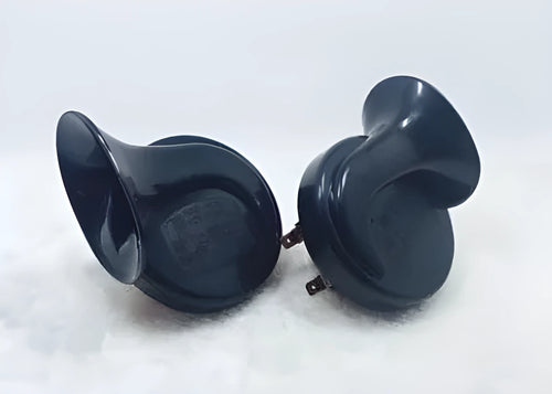 12V snail car horn 110dB two-tone high and low frequency electric horn in red and black with mounting brackets