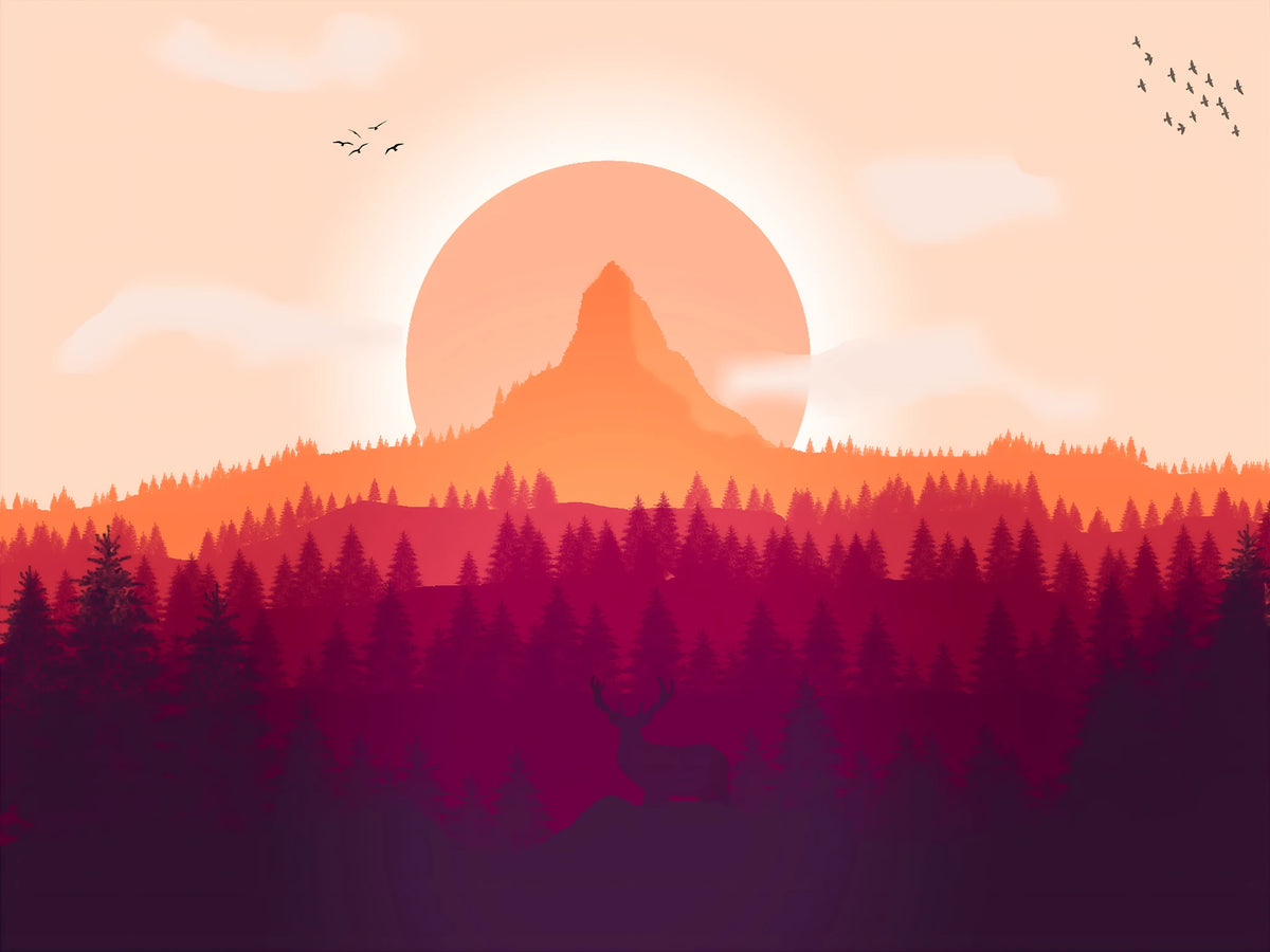 Late autumn sunset tapestry in European style, polyester fabric, 150x100cm size option