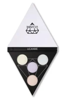 UCANBE Prismatic Highlighter Palette with four duochrome shades in a black compact