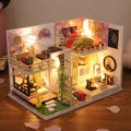 Wooden duplex loft villa model, battery powered small house toy, 30cm x 7cm x 16cm, Basic Style
