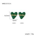 French retro colourful oil love necklace and stainless steel earrings set for women in heart motif
