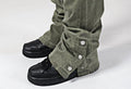 Elastic casual heavy duty flare jeans in cotton stretch denim with multi pockets, mid waist, straight leg, available in green and khaki