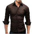 Men's slim fit long sleeve solid colour formal shirt in white, black, red and blue, sizes M-5XL