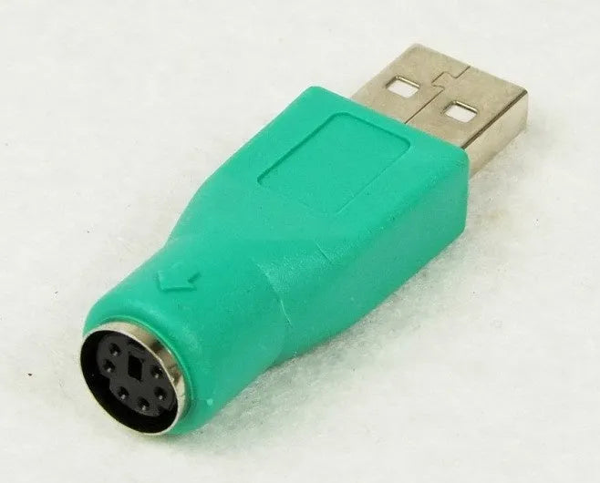 PS2 to USB adapter with green 1-metre copper cable for computer use