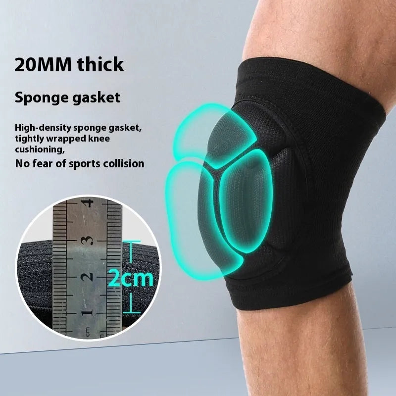 Pair of black free size dance kneepads with thickened sponge padding for volleyball and sports.