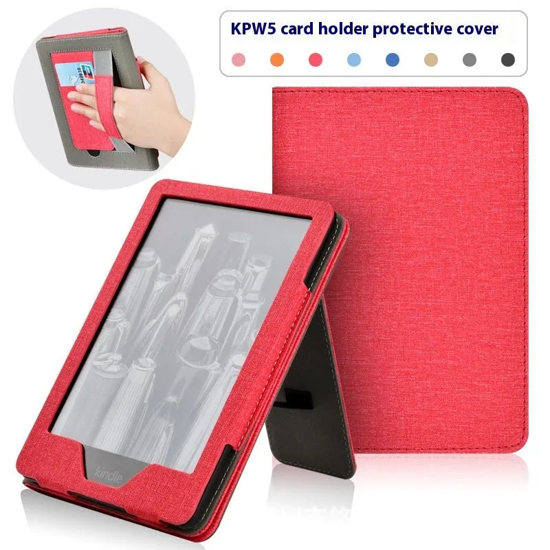 Imitation leather protective case with bracket for KPW5, available in 10 colours including pink and black