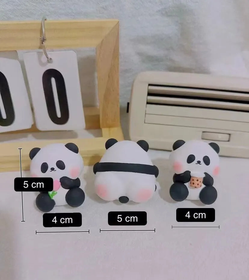Panda car vent perfume decoration showing three design options: milk tea panda, flower panda and back panda