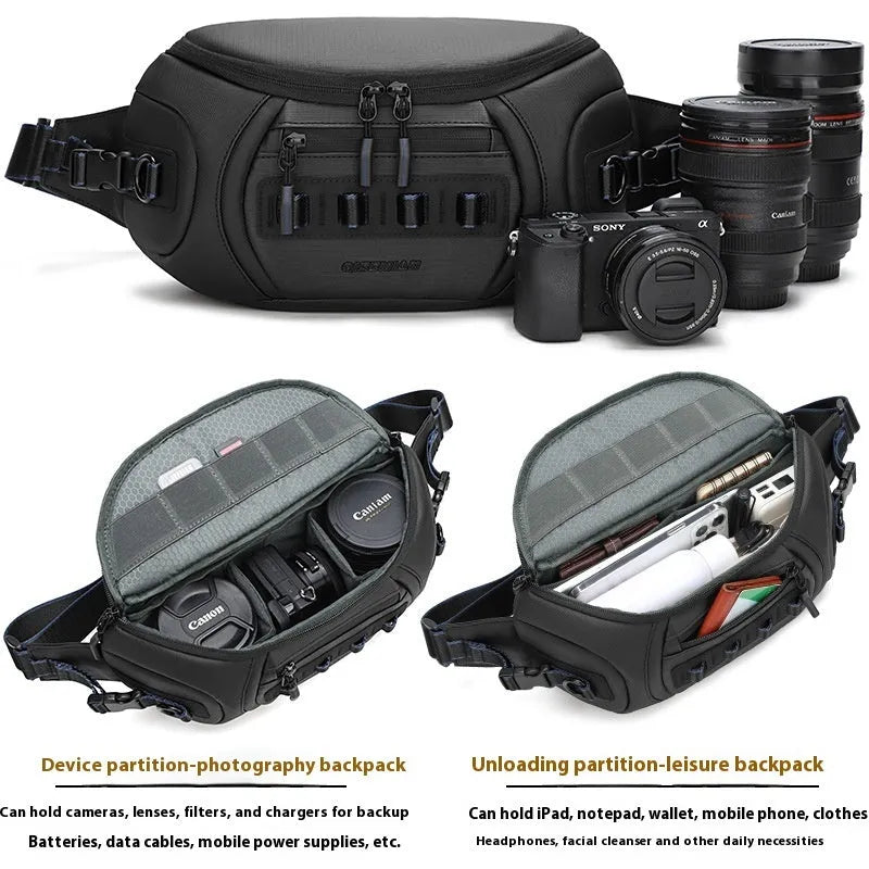 Oxford cloth waterproof shoulder camera bag in black, grey or green for DSLR equipment