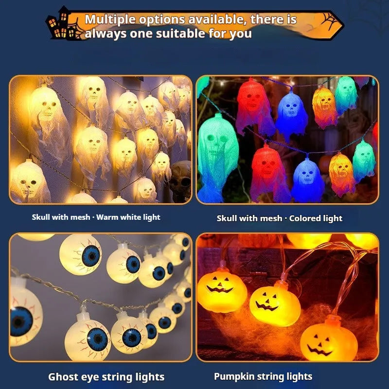 Halloween battery-powered string lights for indoor wall decoration in colour or warm white options