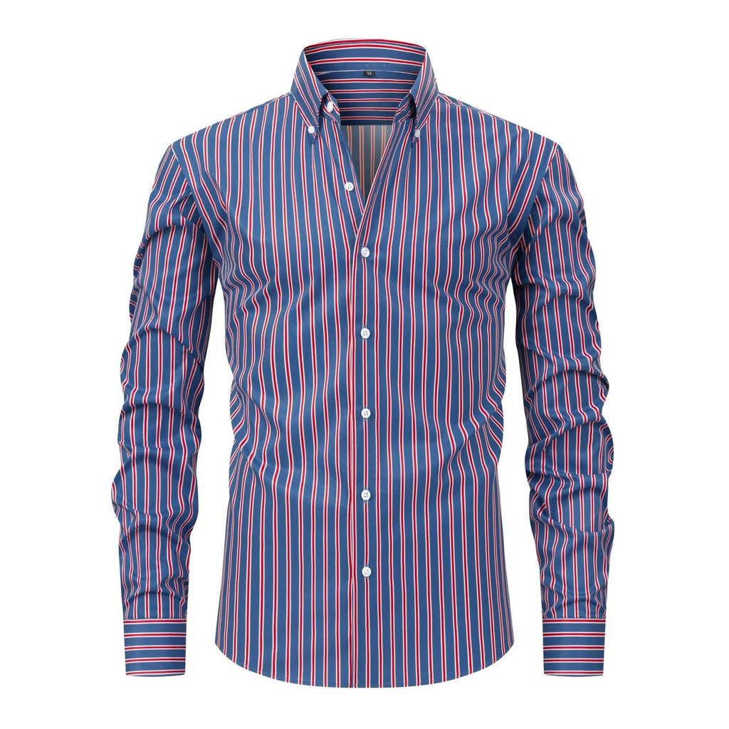 Men's striped business shirt with slim fit and long sleeves in multiple colour variations