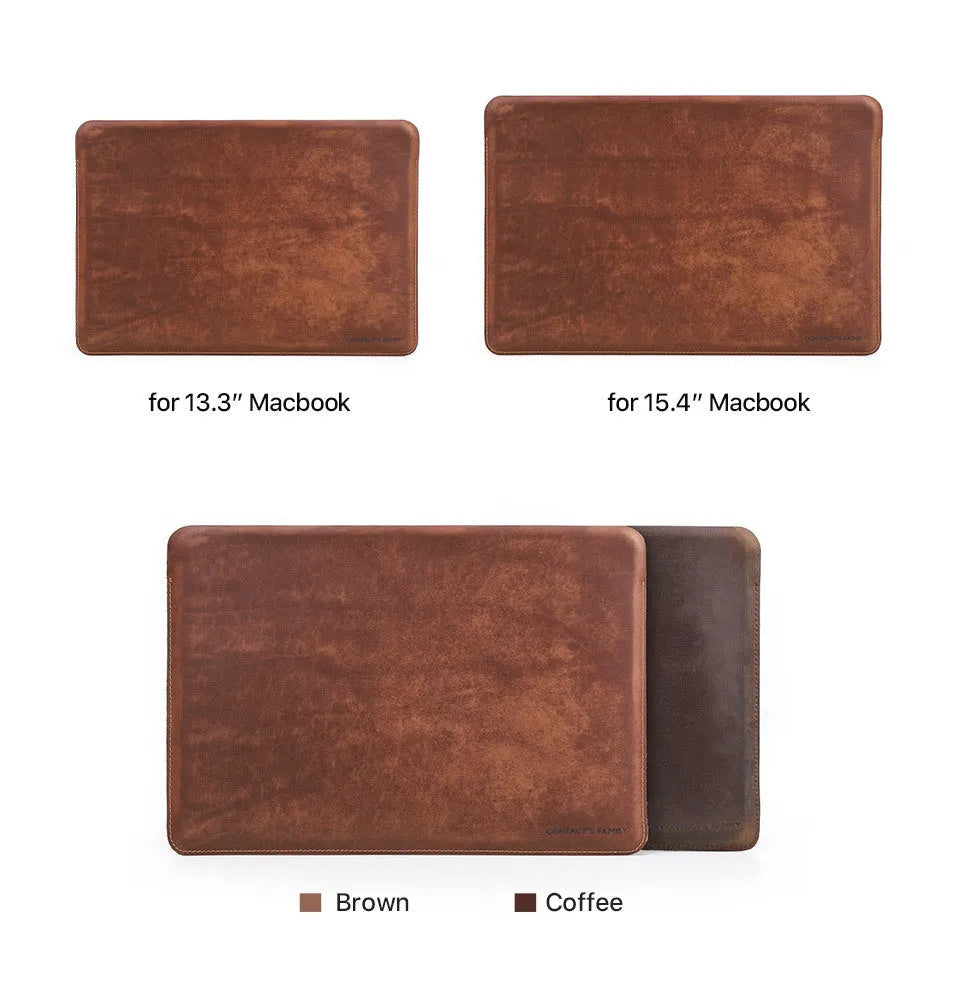 Brown crazy horse leather protective cover for MacBook Pro 13.3 and MacBook Air 13.3, horizontal style