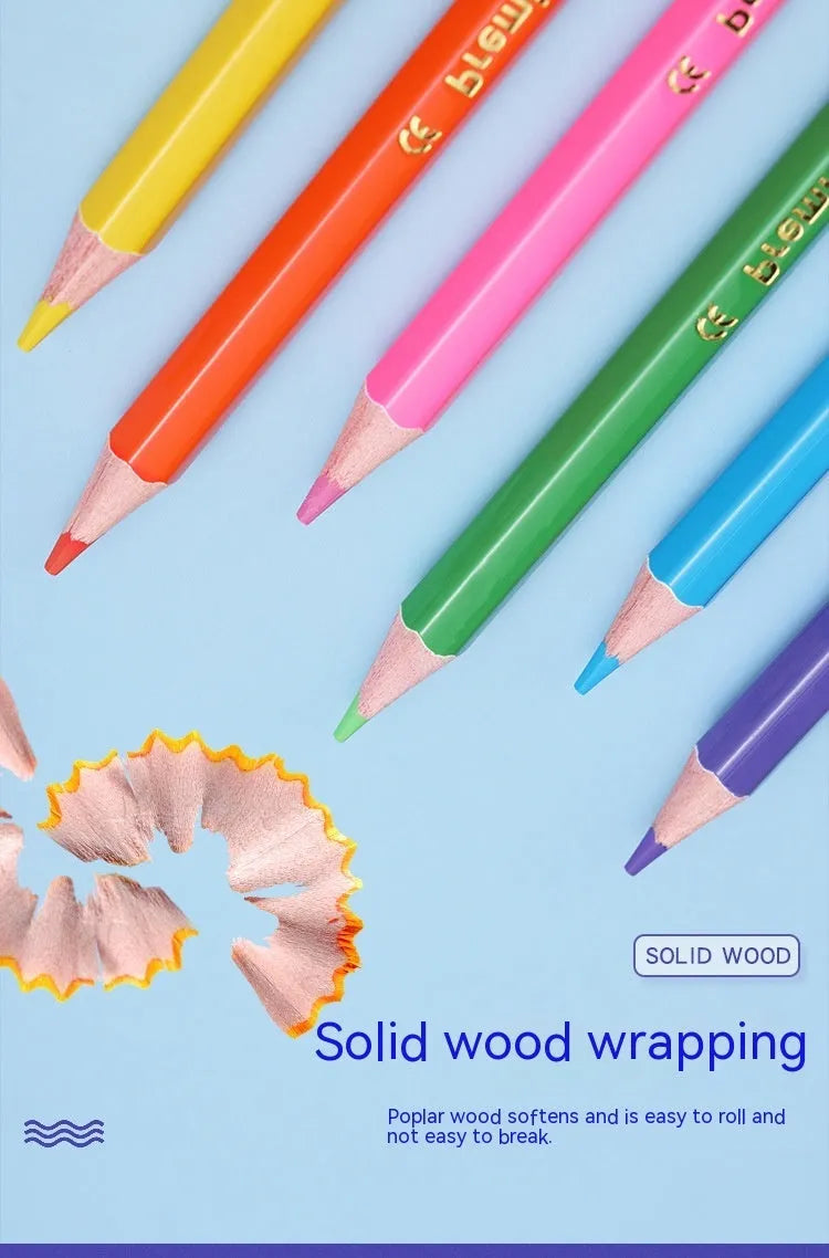 Set of double-headed wooden coloured pencils showing two pack size options: 6 pieces and 12 pieces.