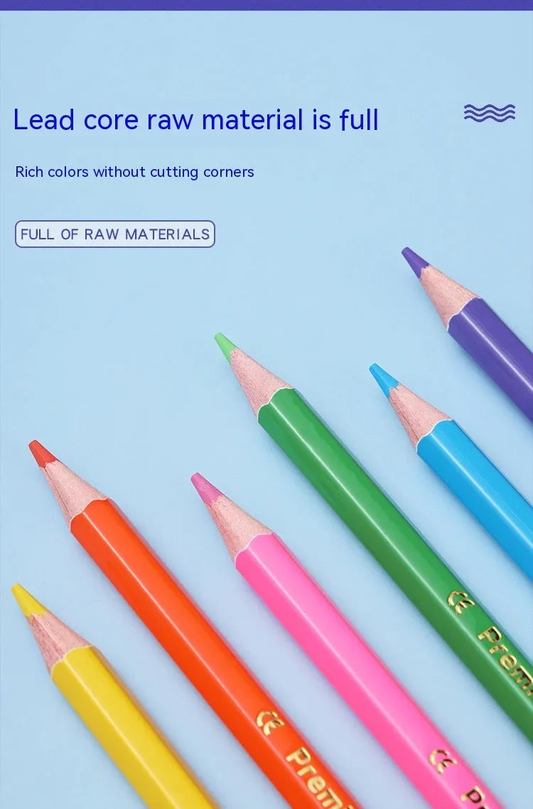 Set of double-headed wooden coloured pencils showing two pack size options: 6 pieces and 12 pieces.
