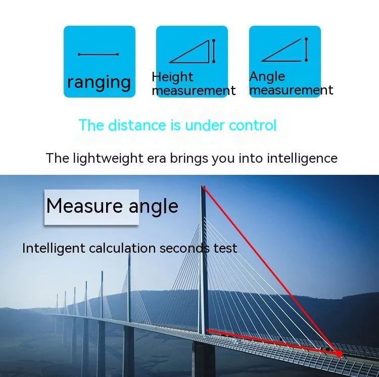 Laser golf rangefinder telescope 102x35x69mm with LCD display and CR2 battery, available in four colours