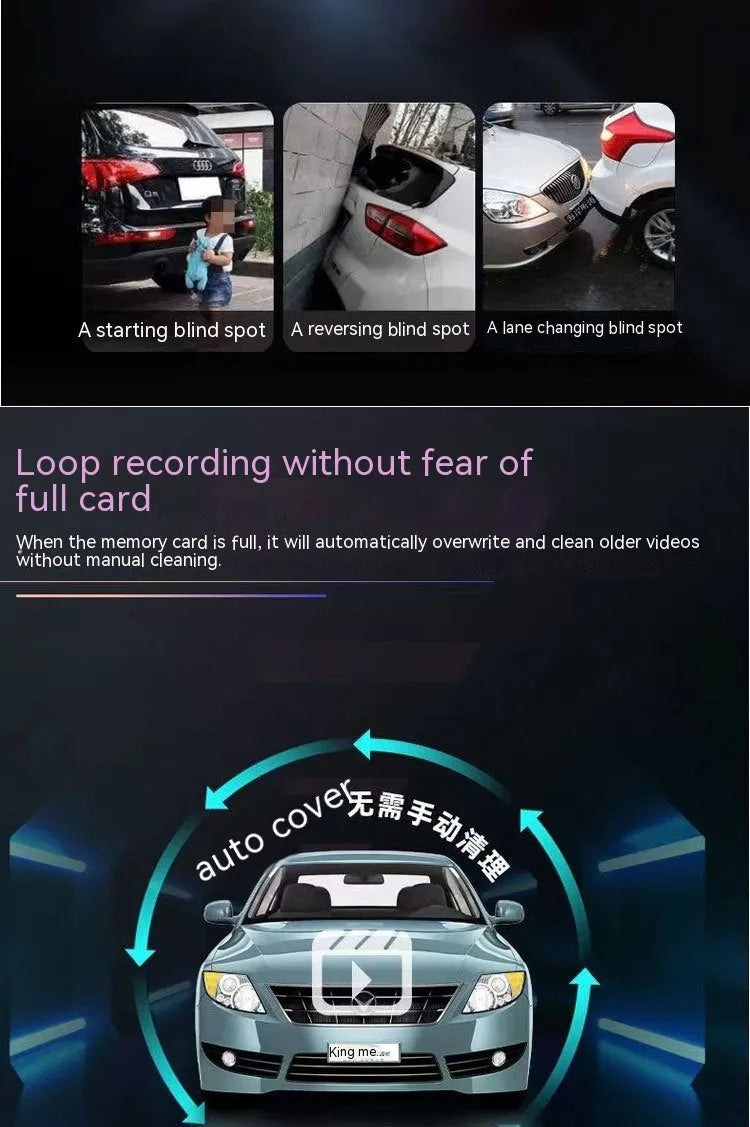 Dual-lens HD 3.5-inch driving recorder with 150-degree wide angle and night vision for car safety