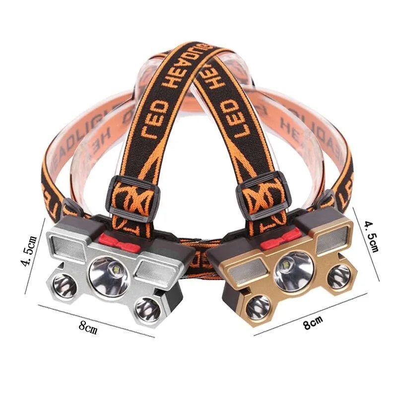 Head-mounted LED miner's lamp flashlight with 10W super bright output and 2400mAh battery capacity